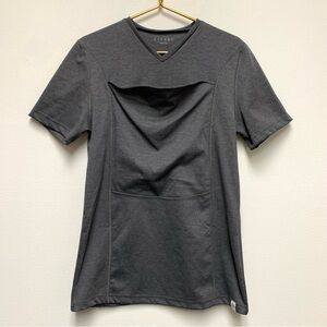 Lalabu Dad Shirt V-Neck Short Sleeve Mens Medium Grey Babywearing Kangaroo Tee